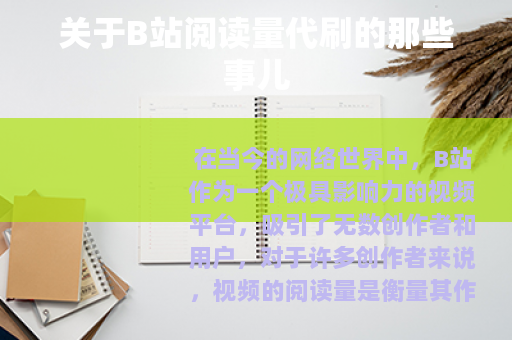 关于B站阅读量代刷的那些事儿