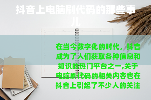 抖音上电脑刷代码的那些事儿