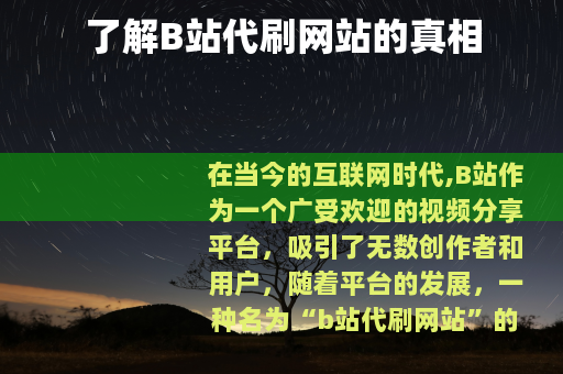 了解B站代刷网站的真相