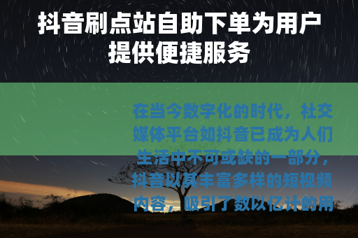 抖音刷点站自助下单为用户提供便捷服务