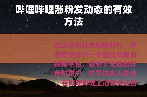 哔哩哔哩涨粉发动态的有效方法