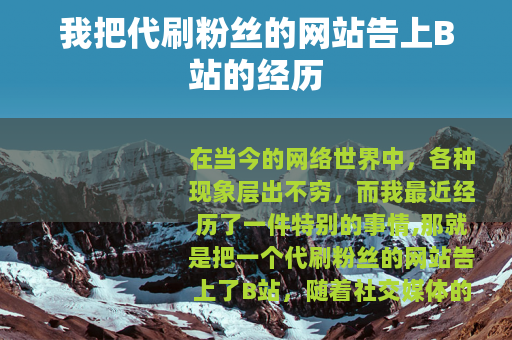 我把代刷粉丝的网站告上B站的经历