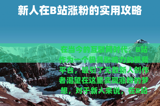 新人在B站涨粉的实用攻略