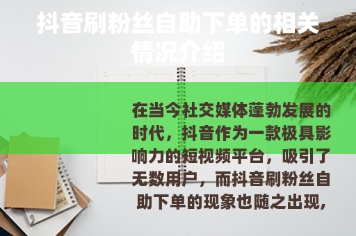 抖音刷粉丝自助下单的相关情况介绍