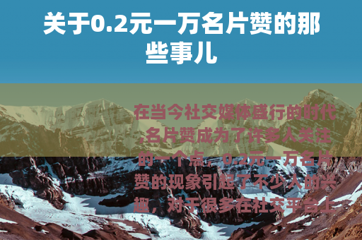 关于0.2元一万名片赞的那些事儿