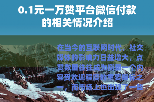 0.1元一万赞平台微信付款的相关情况介绍