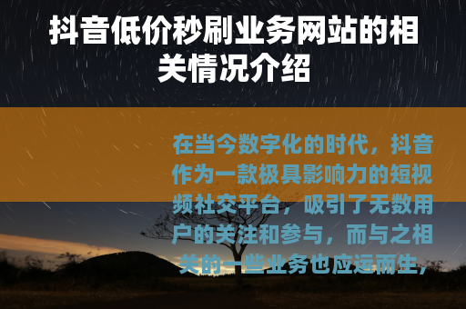 抖音低价秒刷业务网站的相关情况介绍