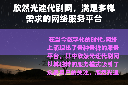 欣然光速代刷网，满足多样需求的网络服务平台
