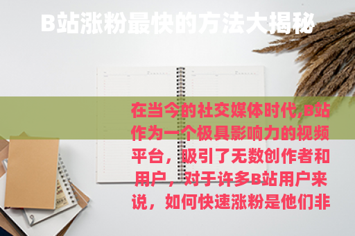 B站涨粉最快的方法大揭秘