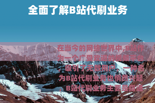 全面了解B站代刷业务