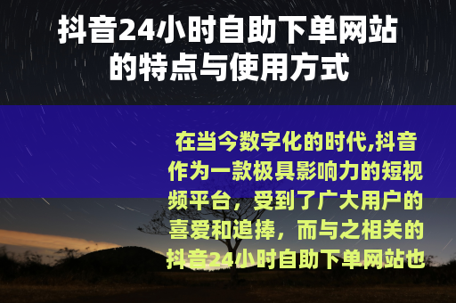 抖音24小时自助下单网站的特点与使用方式