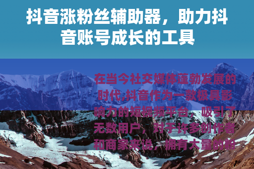 抖音涨粉丝辅助器，助力抖音账号成长的工具