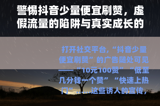 警惕抖音少量便宜刷赞，虚假流量的陷阱与真实成长的路径