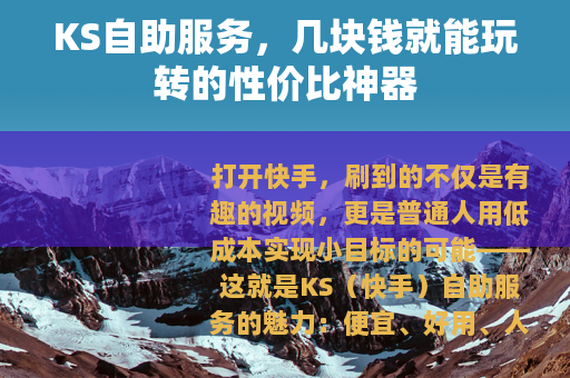 KS自助服务，几块钱就能玩转的性价比神器