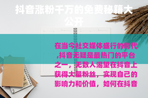 抖音涨粉千万的免费秘籍大公开