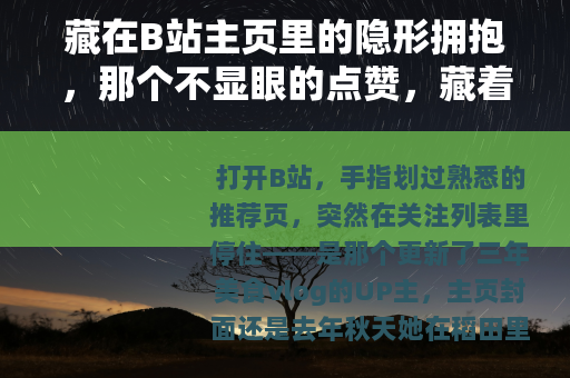 藏在B站主页里的隐形拥抱，那个不显眼的点赞，藏着多少温柔