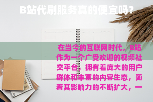 B站代刷服务真的便宜吗？