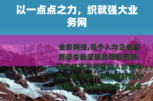 以一点点之力，织就强大业务网