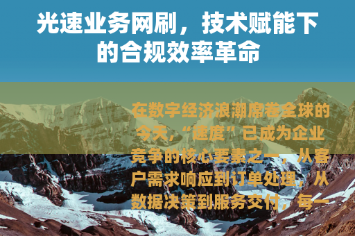 光速业务网刷,技术赋能下的合规效率革命 光速业务网刷,技术赋能下的合规效率革命