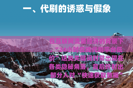 一、代刷的诱惑与假象