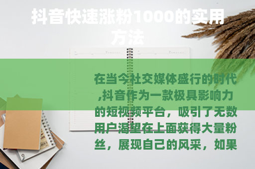 抖音快速涨粉1000的实用方法