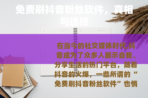 免费刷抖音粉丝软件，真相与选择