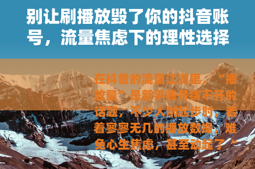 别让刷播放毁了你的抖音账号，流量焦虑下的理性选择
