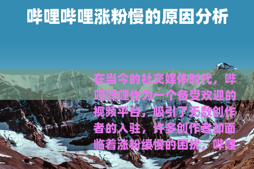 哔哩哔哩涨粉慢的原因分析