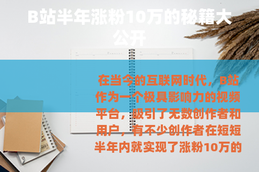 B站半年涨粉10万的秘籍大公开