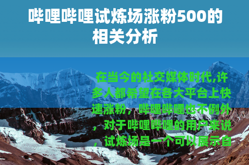 哔哩哔哩试炼场涨粉500的相关分析