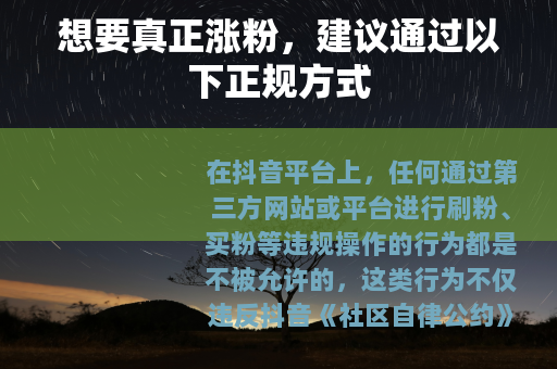 想要真正涨粉,建议通过以下正规方式 想要真正涨粉,建议通过以下正规方式