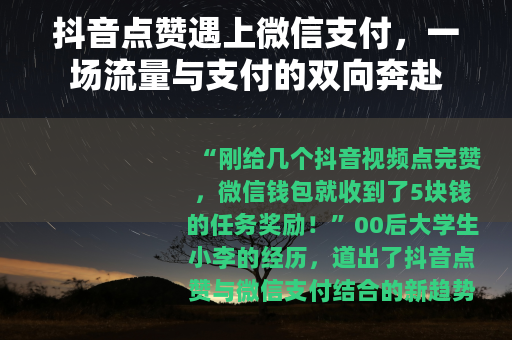抖音点赞遇上微信支付，一场流量与支付的双向奔赴