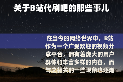 关于B站代刷吧的那些事儿