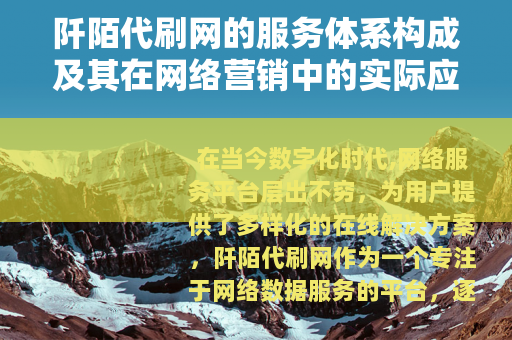 阡陌代刷网的服务体系构成及其在网络营销中的实际应用价值分析