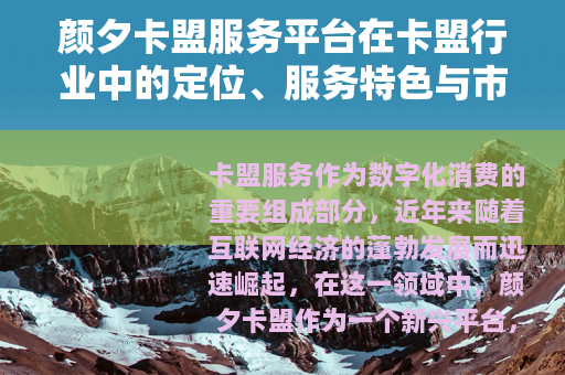 颜夕卡盟服务平台在卡盟行业中的定位、服务特色与市场前景分析