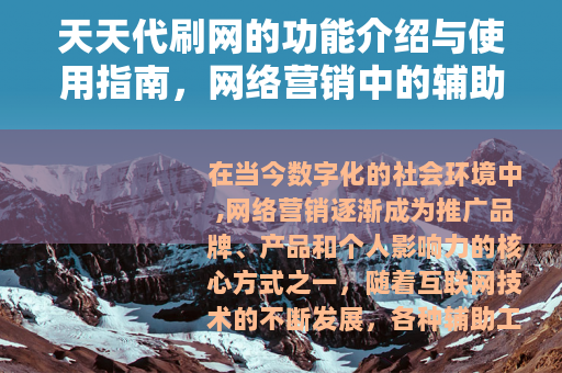 天天代刷网的功能介绍与使用指南,网络营销中的辅助工具 天天代刷网的功能介绍与使用指南,网络营销中的辅助工具