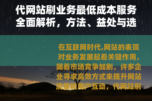 代网站刷业务最低成本服务全面解析，方法、益处与选择指南