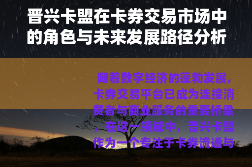 晋兴卡盟在卡券交易市场中的角色与未来发展路径分析