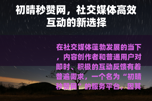 初晴秒赞网，社交媒体高效互动的新选择