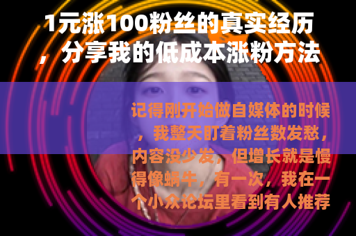 1元涨100粉丝的真实经历,分享我的低成本涨粉方法与心得 1元涨100粉丝的真实经历,分享我的低成本涨粉方法与心得