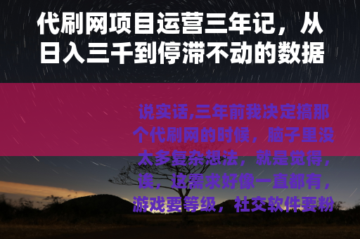 代刷网项目运营三年记，从日入三千到停滞不动的数据实录