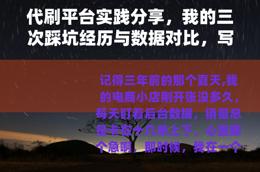 代刷平台实践分享，我的三次踩坑经历与数据对比，写给初学者的指南