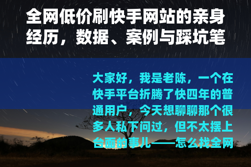 全网低价刷快手网站的亲身经历，数据、案例与踩坑笔记分享