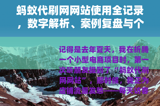 蚂蚁代刷网网站使用全记录，数字解析、案例复盘与个人踩坑经历分享