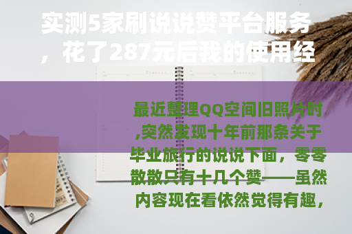 实测5家刷说说赞平台服务，花了287元后我的使用经验分享