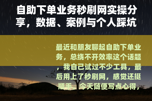 自助下单业务秒刷网实操分享，数据、案例与个人踩坑笔记