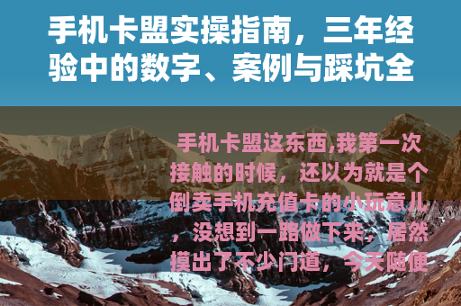 手机卡盟实操指南，三年经验中的数字、案例与踩坑全分享