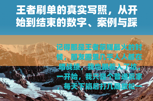 王者刷单的真实写照,从开始到结束的数字、案例与踩坑经历 王者刷单的真实写照,从开始到结束的数字、案例与踩坑经历