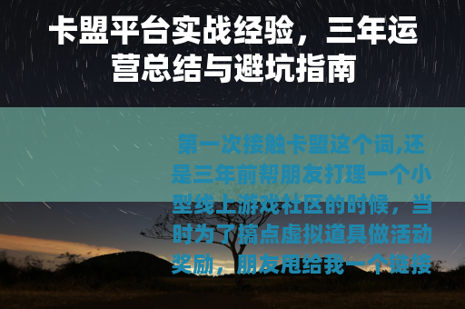 卡盟平台实战经验，三年运营总结与避坑指南
