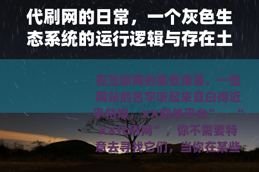 代刷网的日常，一个灰色生态系统的运行逻辑与存在土壤